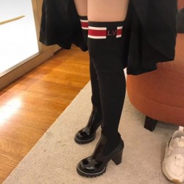 Replica Louis Vuitton Black LVXLOL Star Trail Knee-High Boots