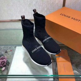 Replica Louis Vuitton Black Sock Ankle Boots