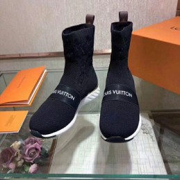 Replica Louis Vuitton Black Sock Ankle Boots