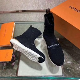 Replica Louis Vuitton Black Sock Ankle Boots