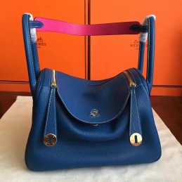 Replica Hermes Blue Lindy 30 Gold Hardware Bag