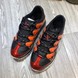 Replica Louis Vuitton Orange Black Zig Zag Sneakers