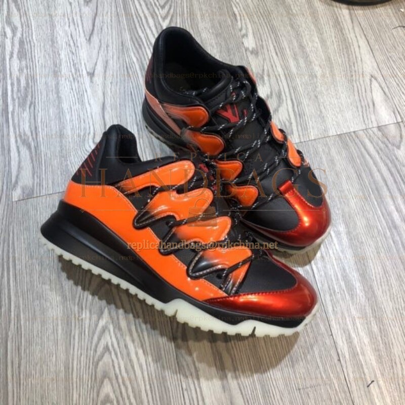 Replica Louis Vuitton Orange Black Zig Zag Sneakers