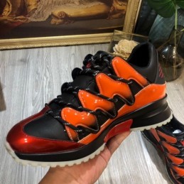 Replica Louis Vuitton Orange Black Zig Zag Sneakers