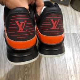 Replica Louis Vuitton Orange Black Zig Zag Sneakers
