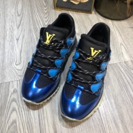 Replica Louis Vuitton Metallic Blue Black Zig Zag Sneakers