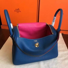 Replica Hermes Blue Lindy 30 Gold Hardware Bag