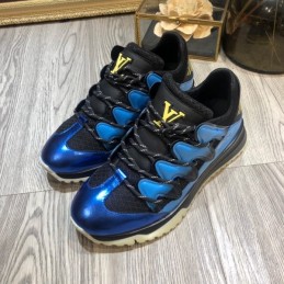 Replica Louis Vuitton Metallic Blue Black Zig Zag Sneakers