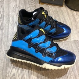 Replica Louis Vuitton Metallic Blue Black Zig Zag Sneakers