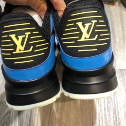 Replica Louis Vuitton Metallic Blue Black Zig Zag Sneakers