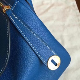 Replica Hermes Blue Lindy 30 Gold Hardware Bag