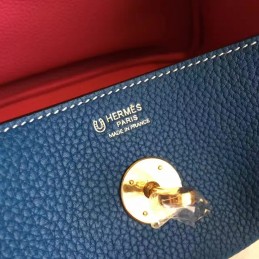 Replica Hermes Blue Lindy 30 Gold Hardware Bag