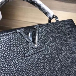 Replica Louis Vuitton Black Textured Capucines BB