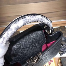 Replica Louis Vuitton Black Textured Capucines BB