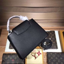 Replica Louis Vuitton Black Textured Capucines BB