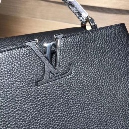 Replica Louis Vuitton Black Textured Capucines PM - Style 2