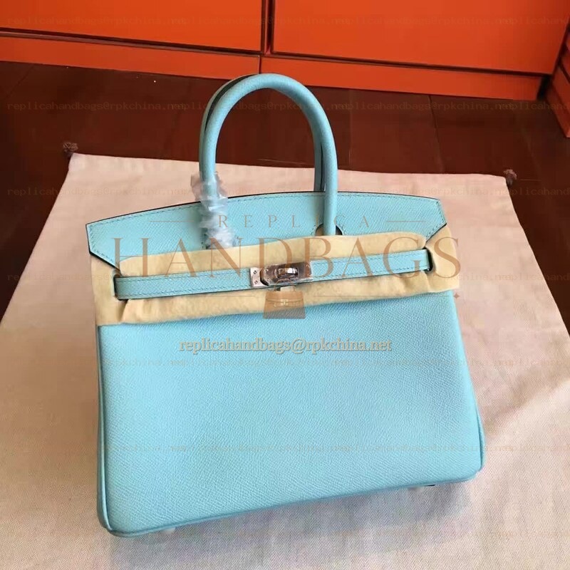 Replica Hermes Sky Blue Birkin 25 Palladium Hardware Bag