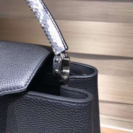 Replica Louis Vuitton Black Textured Capucines PM - Style 2