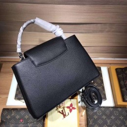 Replica Louis Vuitton Black Textured Capucines PM - Style 2