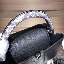 Replica Louis Vuitton Black Textured Capucines PM - Style 2