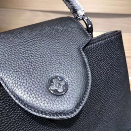 Replica Louis Vuitton Black Textured Capucines PM - Style 2
