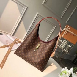 Replica Louis Vuitton Brown Monogram Red Interior Flower Hobo