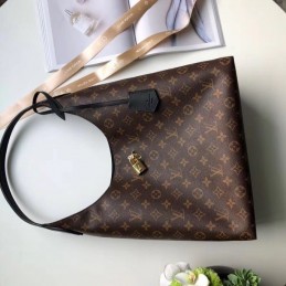 Replica Louis Vuitton Brown Monogram Black Interior Flower Hobo