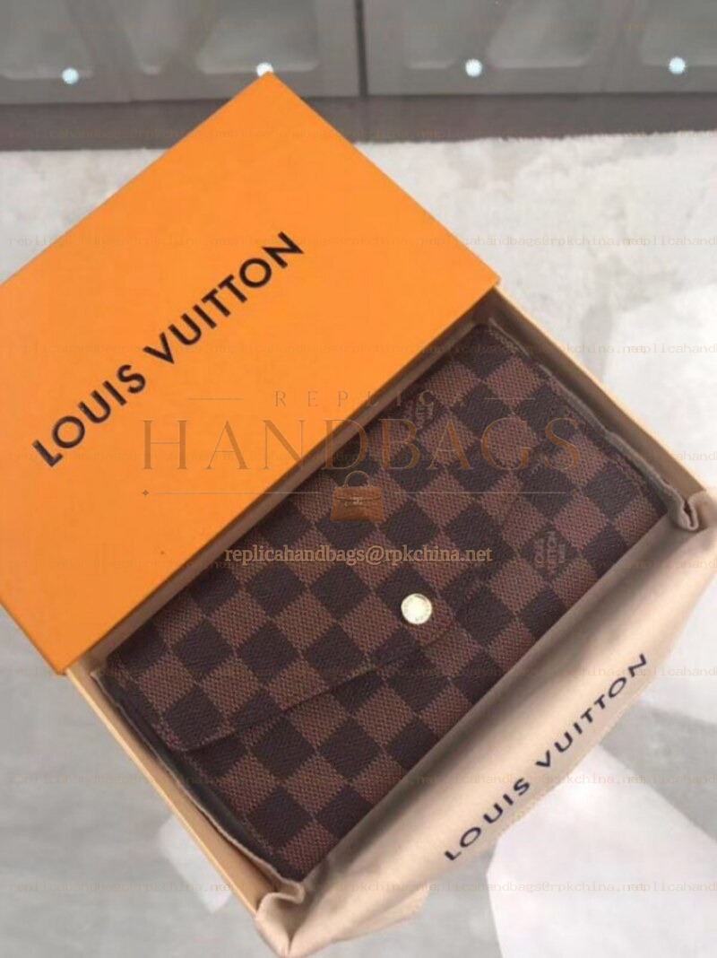 Replica Louis Vuitton Brown Damier Ebene Sarah Wallet - Style 2