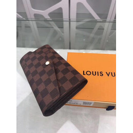 Replica Louis Vuitton Brown Damier Ebene Sarah Wallet - Style 2