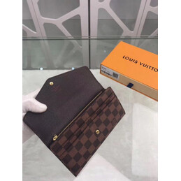 Replica Louis Vuitton Brown Damier Ebene Sarah Wallet - Style 2