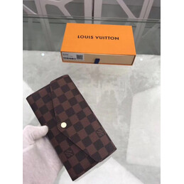 Replica Louis Vuitton Brown Damier Ebene Sarah Wallet - Style 2