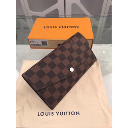 Replica Louis Vuitton Brown Damier Ebene Sarah Wallet - Style 2