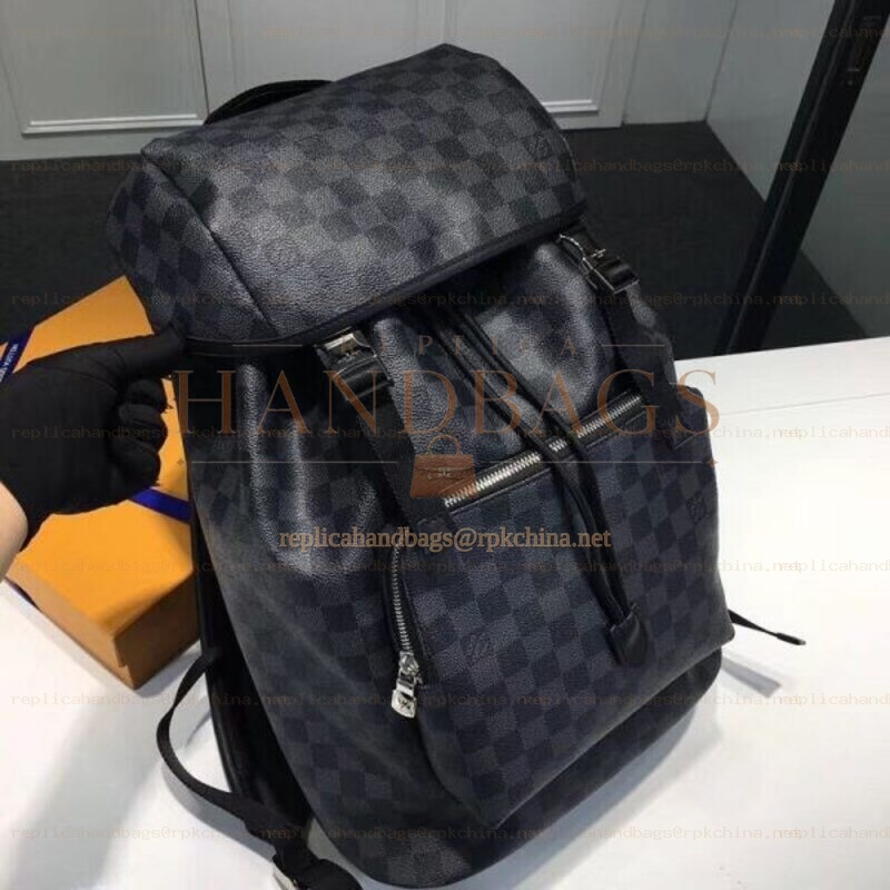 Replica Louis Vuitton Black Damier Graphite Zack Backpack