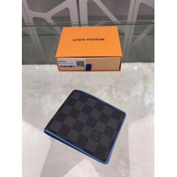 Replica Louis Vuitton Damier Graphite Blue Trim Multiple Wallet