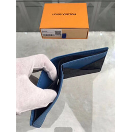 Replica Louis Vuitton Damier Graphite Blue Trim Multiple Wallet