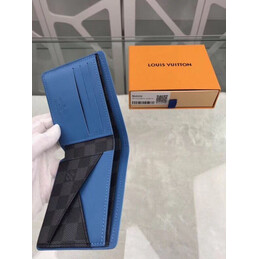 Replica Louis Vuitton Damier Graphite Blue Trim Multiple Wallet