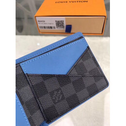 Replica Louis Vuitton Damier Graphite Blue Trim Multiple Wallet