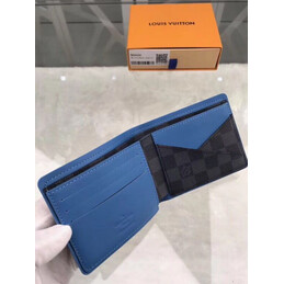 Replica Louis Vuitton Damier Graphite Blue Trim Multiple Wallet