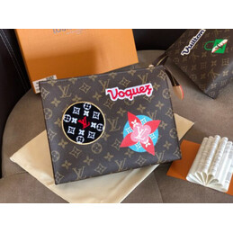 Replica Louis Vuitton Brown Monogram Travel Patch Toiletry Pouch 26