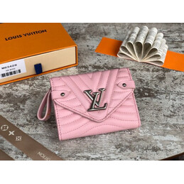 Replica Louis Vuitton Pale Pink Quilted New Wave Compact Wallet