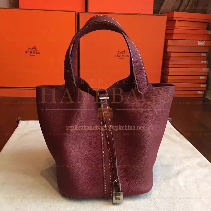 Replica Hermes Burgundy Picotin Lock 22 Bag