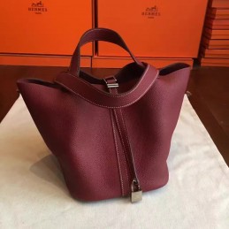 Replica Hermes Burgundy Picotin Lock 22 Bag