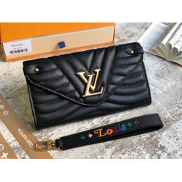 Replica Louis Vuitton Black Quilted New Wave Long Wallet