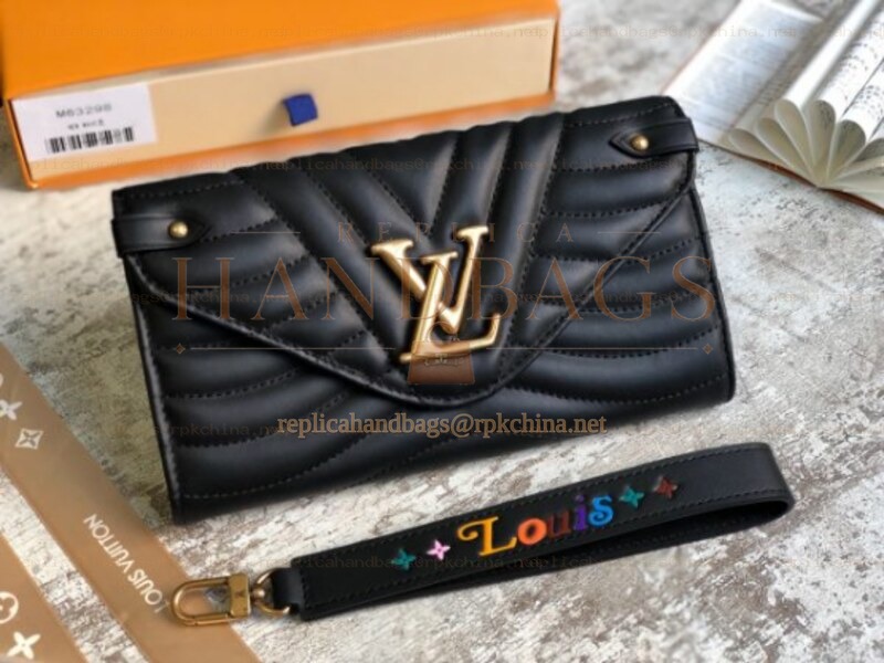 Replica Louis Vuitton Black Quilted New Wave Long Wallet