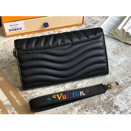 Replica Louis Vuitton Black Quilted New Wave Long Wallet