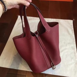 Replica Hermes Burgundy Picotin Lock 22 Bag