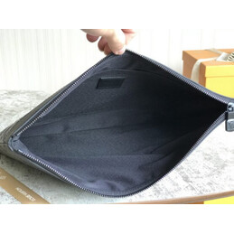 Replica Louis Vuitton Black Embossed Monogram Leather Discovery Pochette