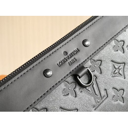 Replica Louis Vuitton Black Embossed Monogram Leather Discovery Pochette