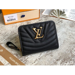 Replica Louis Vuitton Black Quilted New Wave Zipped Compact Wallet