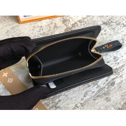 Replica Louis Vuitton Black Quilted New Wave Zipped Compact Wallet